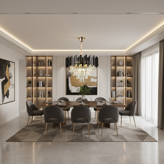 Кристален полилей Blois Eleganza 8xe14, диаметър 49 см, черен, регулируема височина
