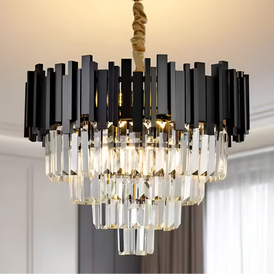 Кристален полилей Blois Noble 4xe14, диаметър 40 см, черен, регулируема височина