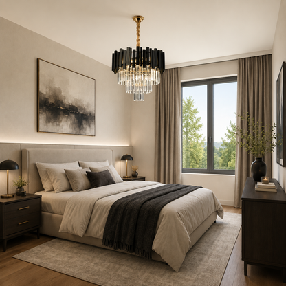Кристален полилей Blois Noble 4xe14, диаметър 40 см, черен, регулируема височина