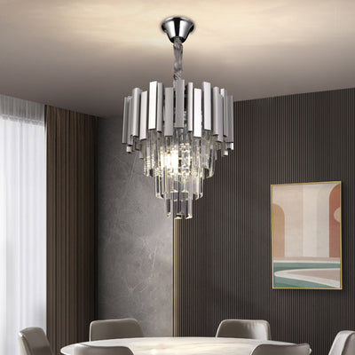 Crystal Blois Petito 3xe14 полилей, диаметър 30 ​​см, сребро, регулируема височина