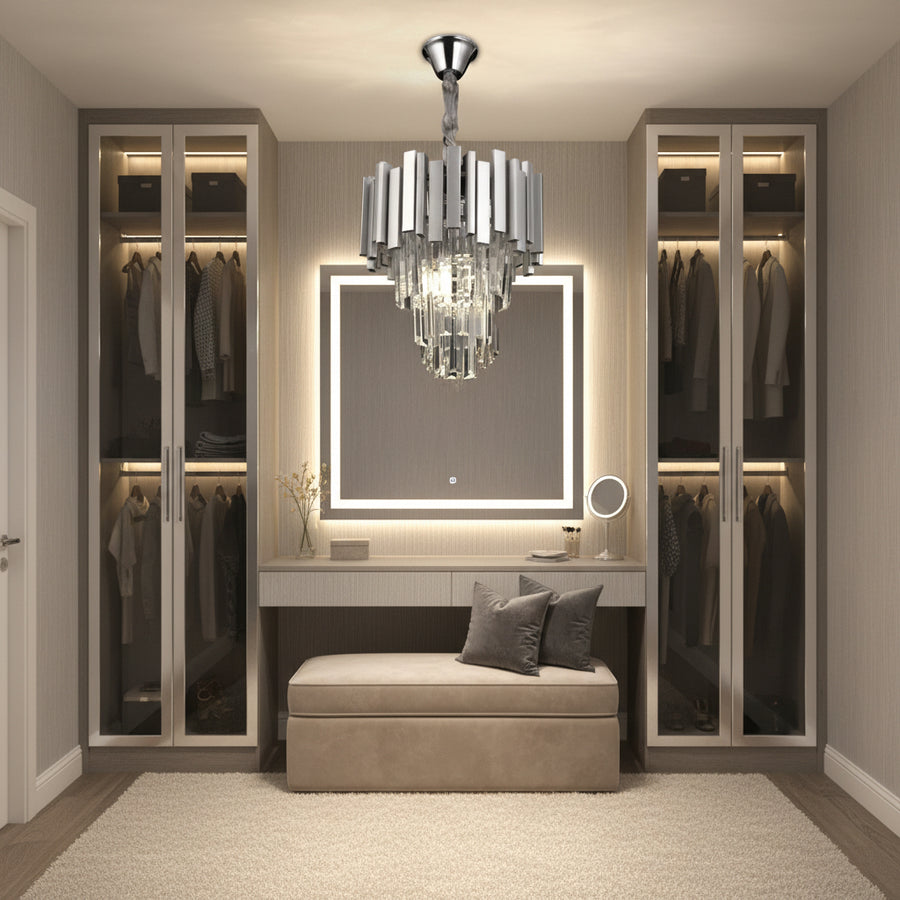 Crystal Blois Petito 3xe14 полилей, диаметър 30 ​​см, сребро, регулируема височина
