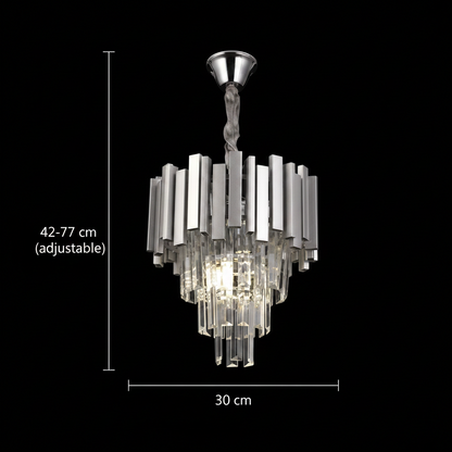 Crystal Blois Petito 3xe14 полилей, диаметър 30 ​​см, сребро, регулируема височина