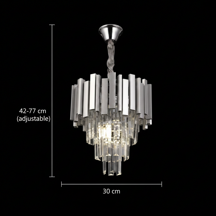 Crystal Blois Petito 3xe14 полилей, диаметър 30 ​​см, сребро, регулируема височина