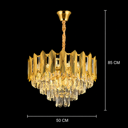 Кристален полилей BUCKINGHAM Eleganza 8x E14, диаметър 50 см, блестящо злато, регулируема височина