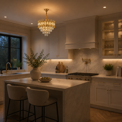 CHANDELIER CRYSTAL CHANDELIER HAMPTON NOBLE 5xE14, 40 см диаметър, лъскаво злато, регулируема височина