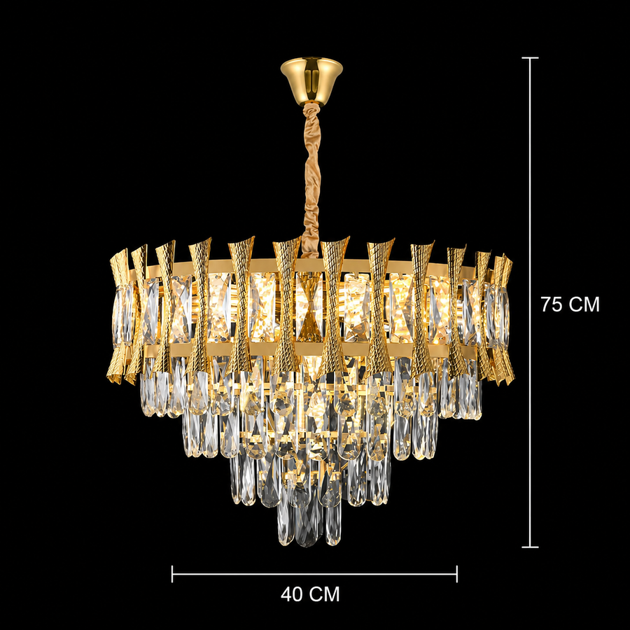 CHANDELIER CRYSTAL CHANDELIER HAMPTON NOBLE 5xE14, 40 см диаметър, лъскаво злато, регулируема височина