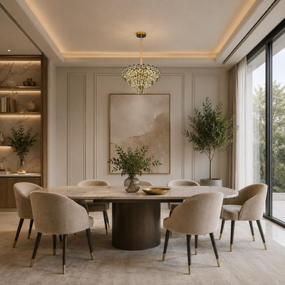 Кристален полилей HERT Magno, 70W, 6xE14, регулируема височина, метал и кристал, злато