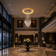 LED кристален полилей 80W AUGUSTA Gold, диаметър 50cm, височина 200cm, модел стълба