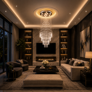 LED кристален полилей 80W AUGUSTA Gold, диаметър 50cm, височина 200cm, модел стълба