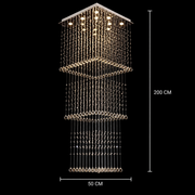 LED кристален полилей 80W PALATINA Gold, диаметър 50cm, височина 200cm, модел стълба