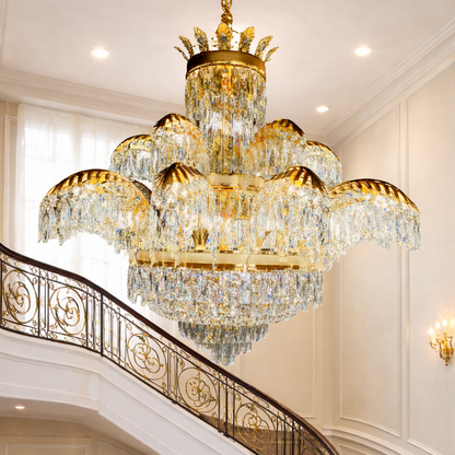 Кристален полилей PALACE Supremo 29xG9, D115 см, блестящо злато, регулируема височина, метални и кристални кристални полилеи Заглавие по подразбиране Alessandro Design