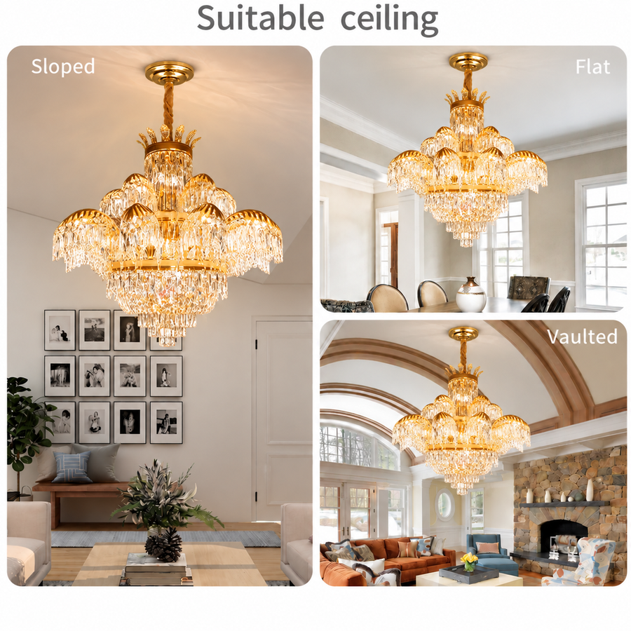Кристален полилей PALACE Supremo 29xG9, D115cm, блестящо злато, регулируема височина, метал и кристал
