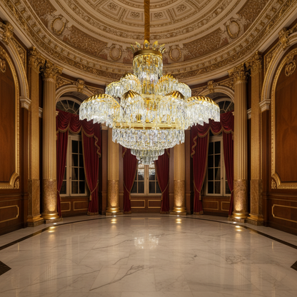 Кристален полилей PALACE Supremo 29xG9, D115 см, блестящо злато, регулируема височина, метални и кристални кристални полилеи Заглавие по подразбиране Alessandro Design