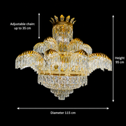 Кристален полилей PALACE Supremo 29xG9, D115 см, блестящо злато, регулируема височина, метални и кристални кристални полилеи Заглавие по подразбиране Alessandro Design