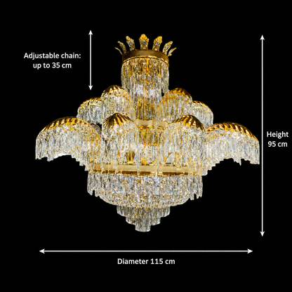 Кристален полилей PALACE Supremo 29xG9, D115 см, блестящо злато, регулируема височина, метални и кристални кристални полилеи Заглавие по подразбиране Alessandro Design