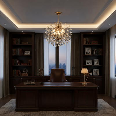 Кристален полилей PROWES Eleganza, 8xE14, D50 см, злато, регулируема височина, метал и кристал
