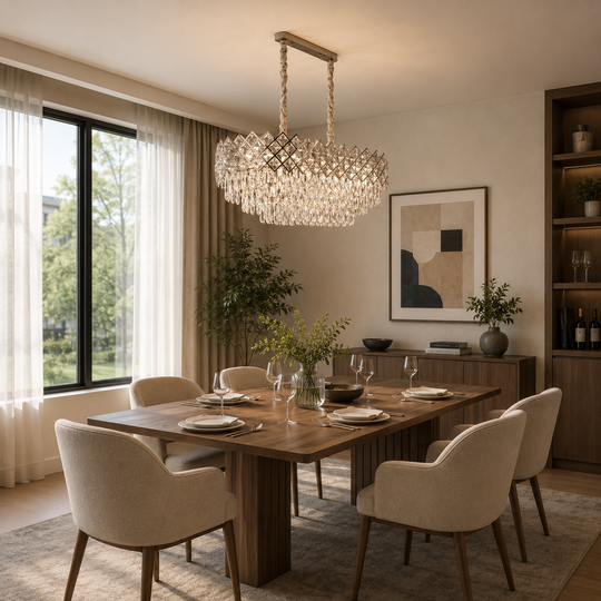 Кристален полилей VECTORIA Supremo, 10xE14, диаметър 75x39 см, блестящ хром, регулируема височина, метал и кристал