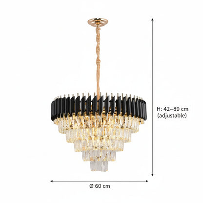 Кристален полилей VERSAILLES Magno 8xE14, диаметър 60 см, черно и златно, регулируема височина Кристални полилеи Заглавие по подразбиране Alessandro Design