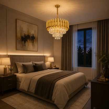 Кристален полилей VERSAILLES Nobile 5xE14, диаметър 40 см, злато, регулируема височина