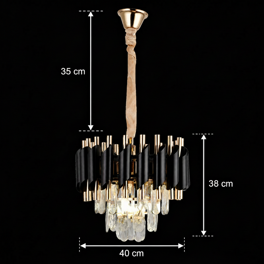 Кристален полилей Nobile VERSAILLES 5xE14, диаметър 40 см, блестящо злато и черно