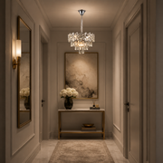 Кристален полилей WINDSOR Petito 3xE14, диаметър 29 см, блестящ хром, регулируема височина