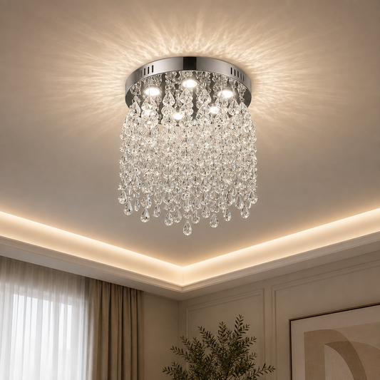 Кристален LED полилей LLC210/400CH кръгъл, 22W, студена/топла/неутрална светлина, кристал, блестящ хром