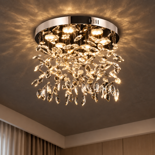 Кристален LED полилей LLC210/400CH кръгъл, 22W, студена/топла/неутрална светлина, кристал, блестящ хром