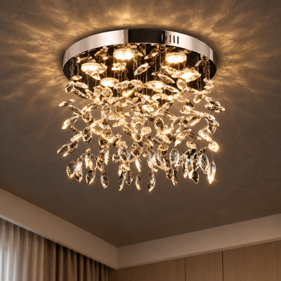 Кристален LED полилей LLC210/400CH кръгъл, 22W, студена/топла/неутрална светлина, кристал, блестящ хром