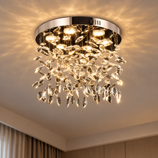 Кристален LED полилей LLC210/550CH кръгъл, 30W, студена/топла/неутрална светлина, кристал, блестящ хром