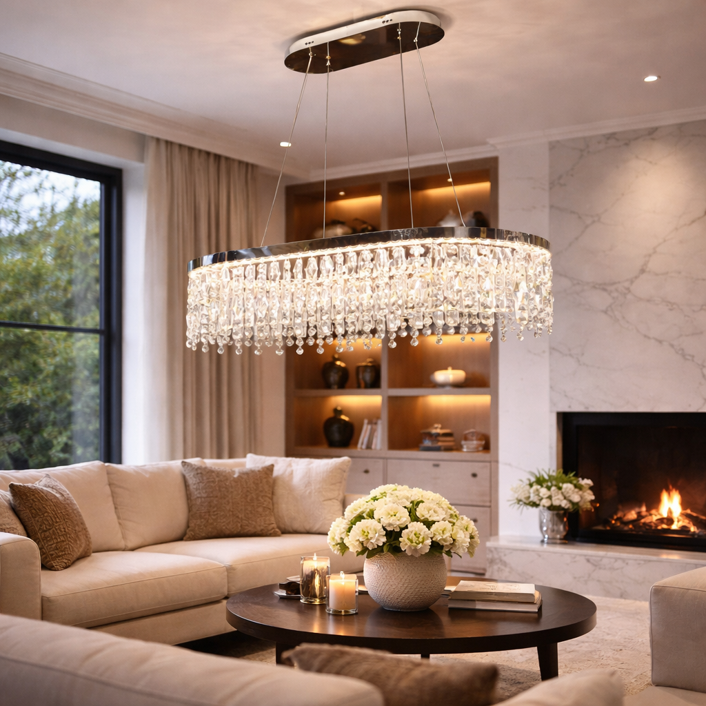 LED полилей с дистанционно управление, 114W, ROYALE Imperio, 70x33x120, студена/неутрална/топла светлина, димиране, сребро, кристал, стомана LED полилеи с дистанционно управление Заглавие по подразбиране Alessandro Design