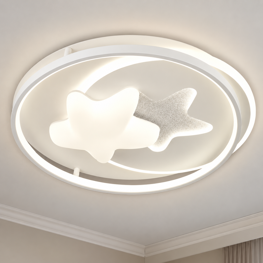 LED полилей с дистанционно ASTERA, Shape of Heavenly Bodies, 87W, Студена/Топла/Неутрална светлина, Димируем, Бял