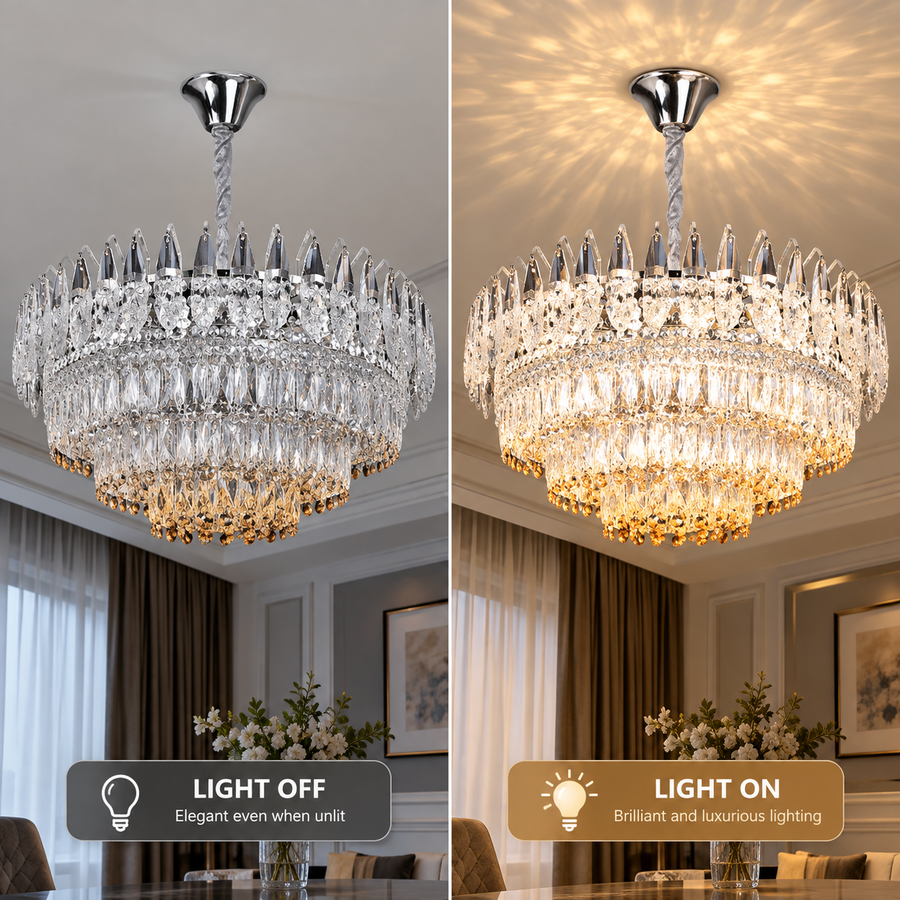 Кристален полилей MAJESTIC Regalis 21x E14, диаметър 80 см, блестящ хром, регулируема височина