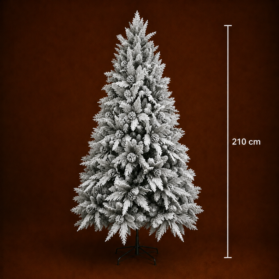 Decorațiune Brad Artificial GLEIS, 210 cm, 1200 vârfuri, Suport Metalic, Plastic, Verde