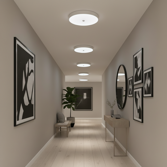 LED плафон PL8001, D22 см, IP44, 8W, студена светлина 6000K, Пластмаса, Бял
