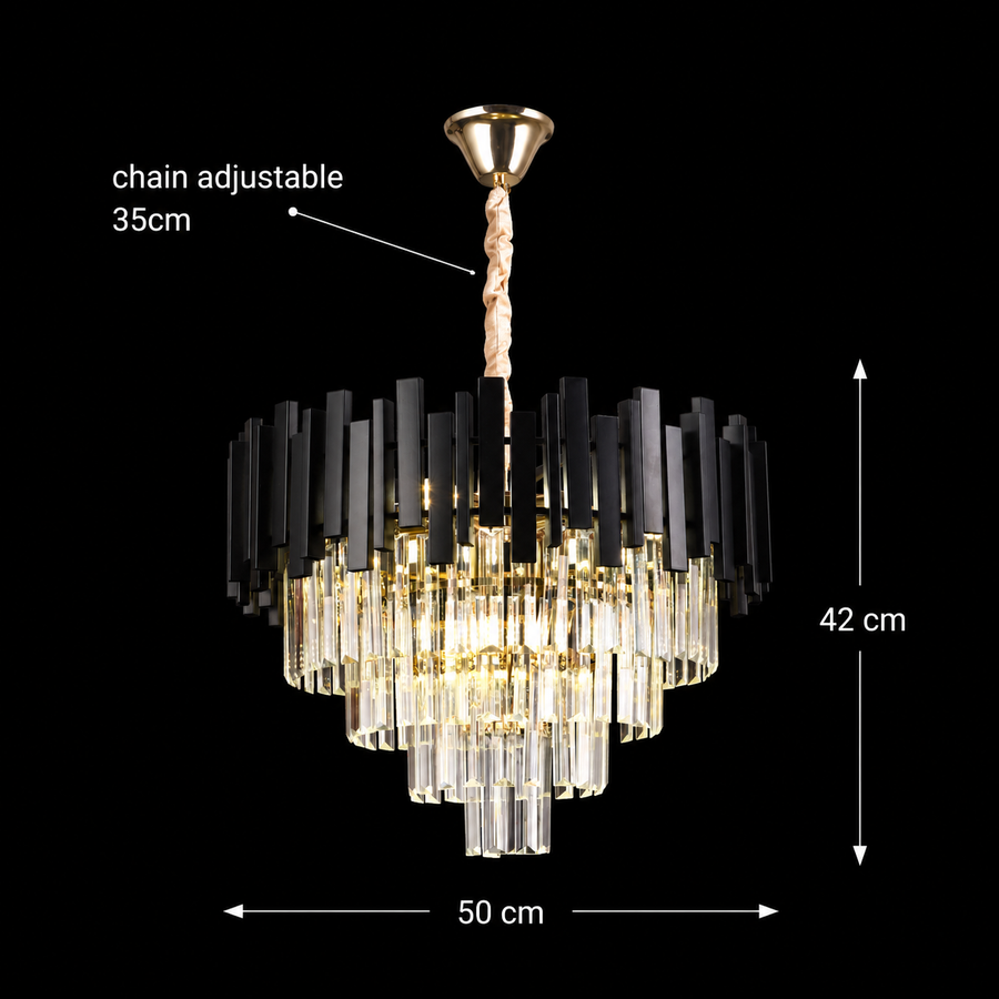 Кристален полилей Blois Eleganza 8xe14, диаметър 49 см, черен, регулируема височина