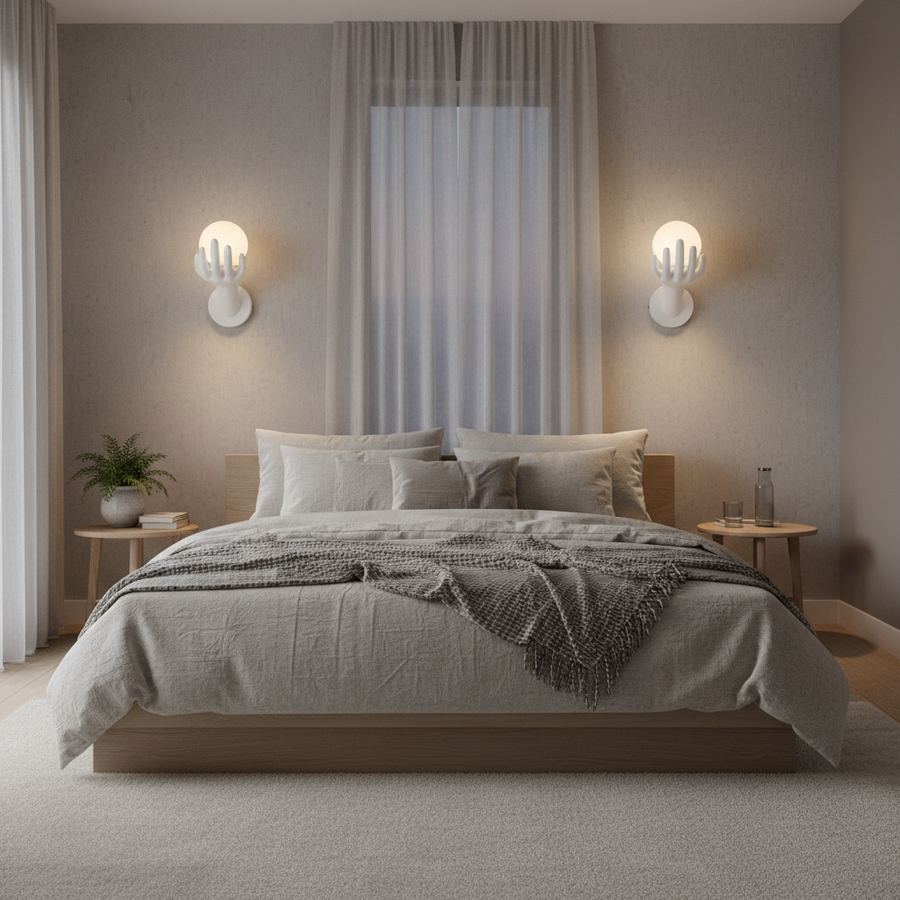 Aplica LED Decorativa MANO, 15x30cm, 1xG9, Sticla si Resina, Alb