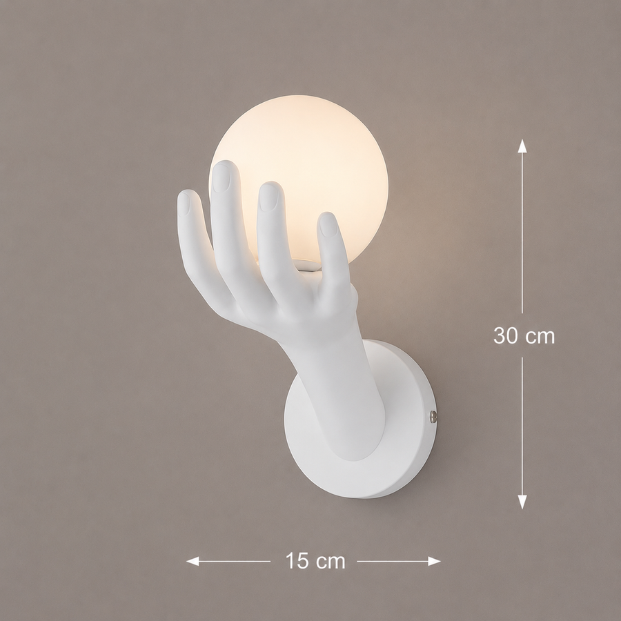 Aplica LED Decorativa MANO, 15x30cm, 1xG9, Sticla si Resina, Alb