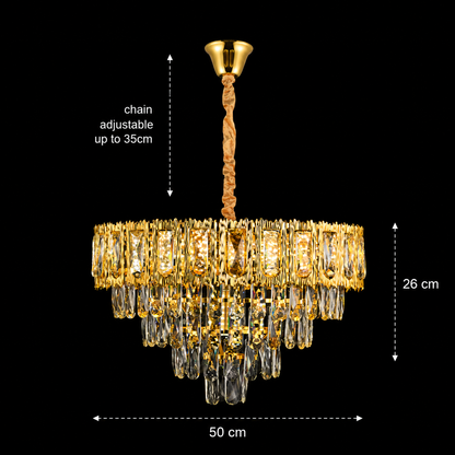 Candelabru Cristal BELVEDERE Eleganza 8xE14, Diametru 50cm, Auriu Lucios, Inaltime Reglabila Candelabre Cristal Default Title Alessandro Design