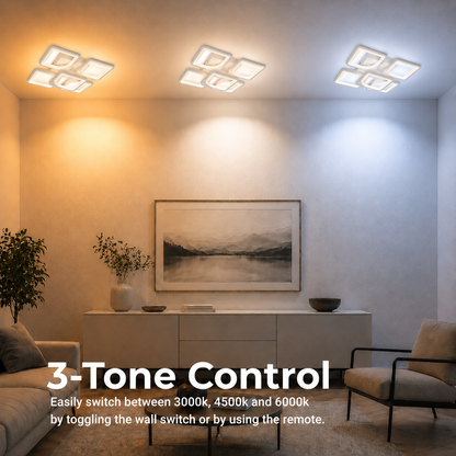 LED полилей с Zoe 96W дистанционно управление, 5 квадрата, студ/гореща/неутрална светлина, нестабилна, бяла