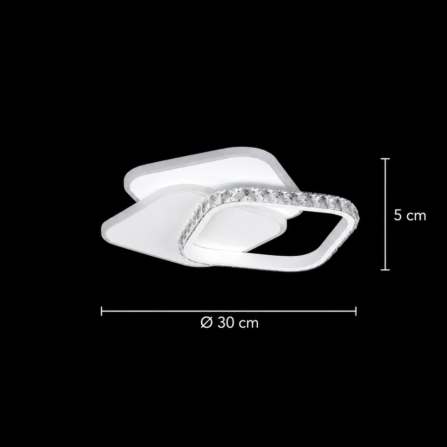 LED кристален полилей ANASTASIA 39W, Диаметър 30см, Студена/Топла/Неутрална светлина, Бял