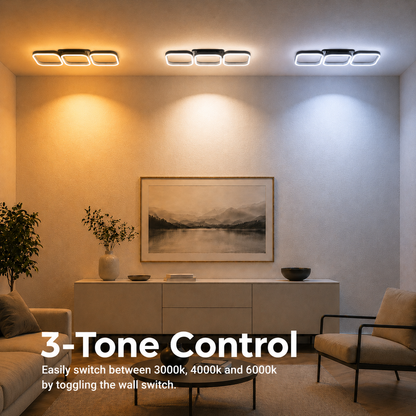 LED полилей VERTEX 34W, 3 квадрата, линеен, студена/топла/неутрална светлина, черен