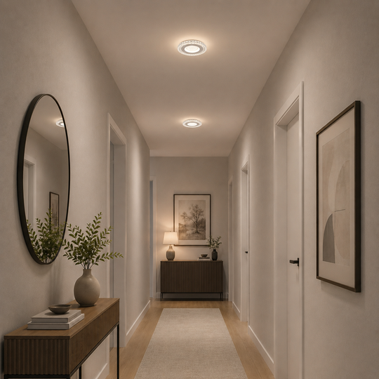 LED полилей CELUN, 33W, диаметър 21 см, топла/неутрална/студена светлина, бял, метал и акрил