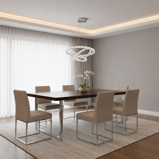 Окачен LED полилей с дистанционно управление и кристал PRISM LUMINIS 78.3W, 3 кръга, Студена/Топла/Неутрална светлина, Димируем, Сребрист, Регулируема по височина
