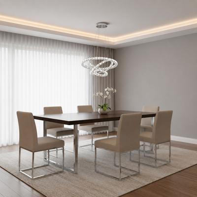 Окачен LED полилей с дистанционно управление и кристал PRISM LUMINIS 78.3W, 3 кръга, Студена/Топла/Неутрална светлина, Димируем, Сребрист, Регулируема по височина