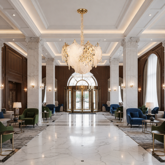 Кристален полилей LUXE Elegance 9xE14, диаметър 50 см, височина 33 см, блестящо злато, регулируема височина, елегантен дизайн Кристални полилеи Заглавие по подразбиране Alessandro Design