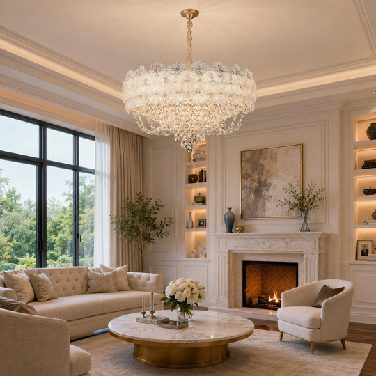 Кристален полилей CROWN Elegance 9xE14, диаметър 50 см, височина 41 см, блестящо злато, регулируема височина, елегантен дизайн Кристален полилей Заглавие по подразбиране Alessandro Design