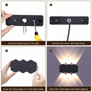Нанесете външна светодиодна елис, 6W, 6 източника на светлина, топла светлина, черно