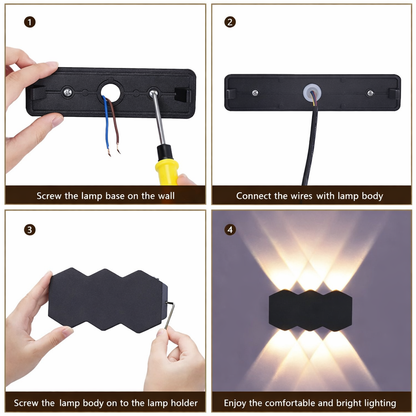 Нанесете външна светодиодна елис, 6W, 6 източника на светлина, топла светлина, черно
