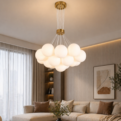 MODERN LOFT Полилей Bagliore, глобус, 7xE27, регулируема височина, злато