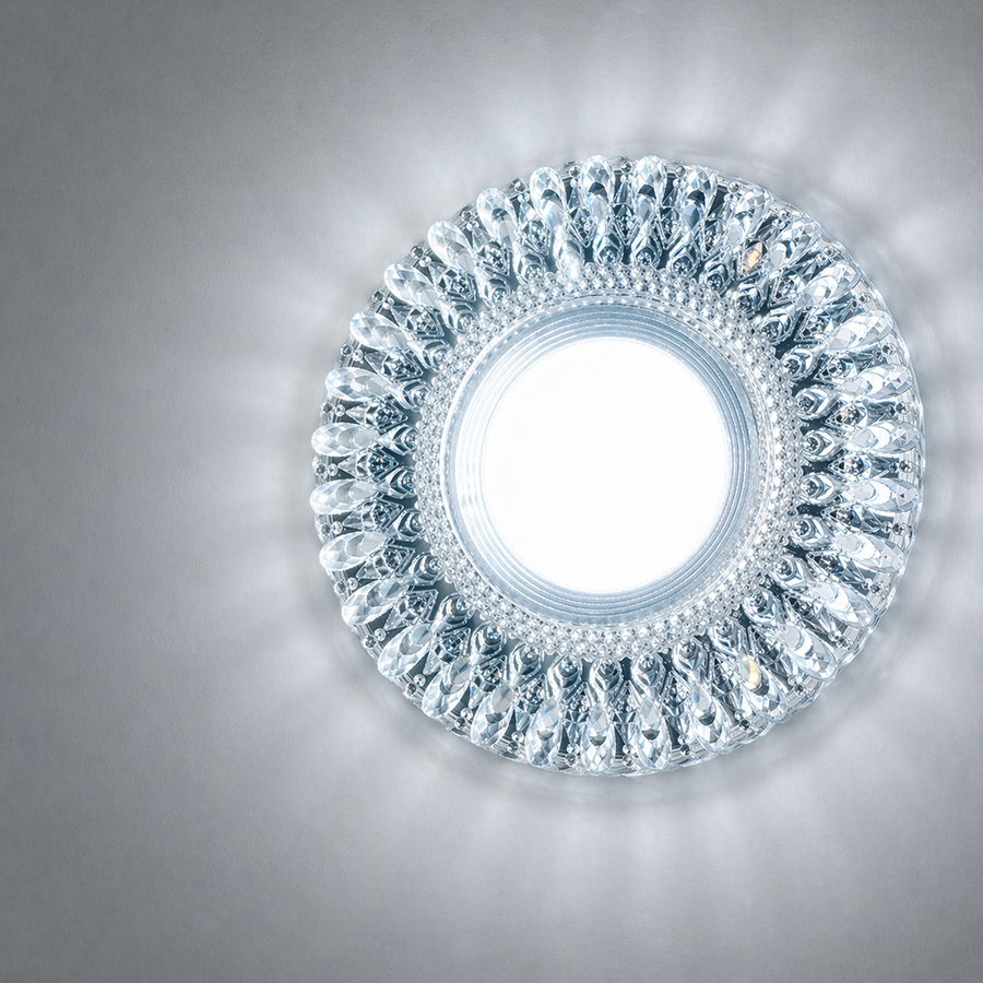 LED спот ORBITA, 5W, кръгъл, студена светлина + RGB, бял, смола и стъкло